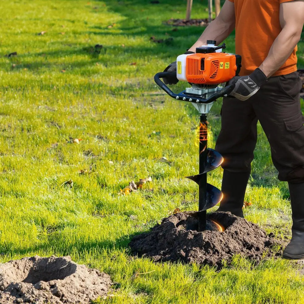 63cc Gas Post Hole Digger with 8 Drill Bits and Extension Rod