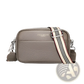 Genuine Leather Crossbody Bag with Geometric Pattern Strap
