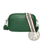 Genuine Leather Crossbody Bag with Geometric Pattern Strap
