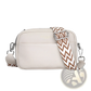 Genuine Leather Crossbody Bag with Geometric Pattern Strap