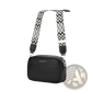 Genuine Leather Crossbody Bag with Geometric Pattern Strap