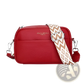 Genuine Leather Crossbody Bag with Geometric Pattern Strap