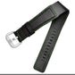Men's Waterproof Perforated Leather Watch Strap with Green Stitching