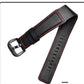 Men's Waterproof Perforated Leather Watch Strap with Green Stitching