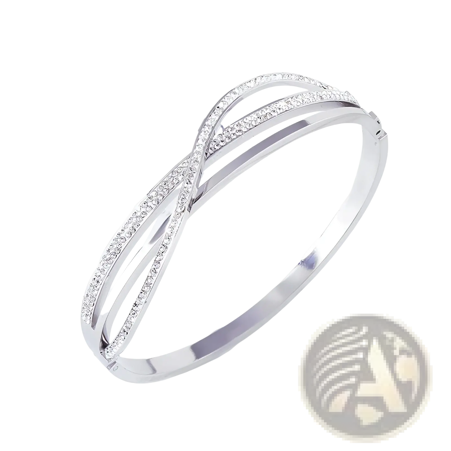 Geometric Crystal Inlaid Titanium Steel Rose Gold Bangle