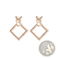 Geometric Gold Arrow and Hollow Square Stud Earrings