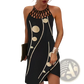 Geometric Print Halterneck Asymmetrical Midi Dress