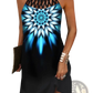 Geometric Print Halterneck Asymmetrical Midi Dress