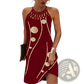 Geometric Print Halterneck Asymmetrical Midi Dress
