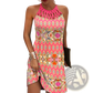 Geometric Print Halterneck Asymmetrical Midi Dress