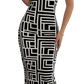 Geometric Print Spaghetti Strap Bodycon Midi Dress