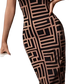 Geometric Print Spaghetti Strap Bodycon Midi Dress