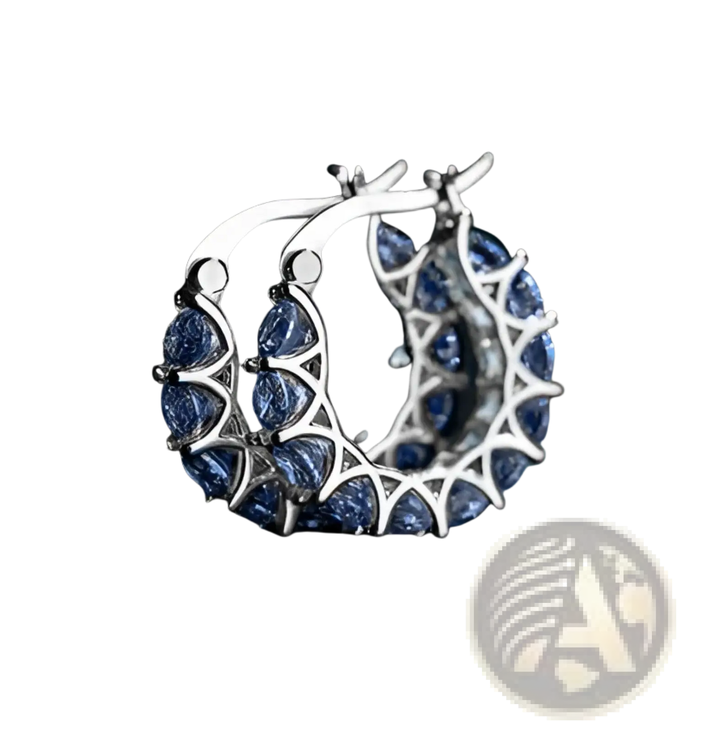 Geometric U-shaped Zircon Lattice Hoop Earrings