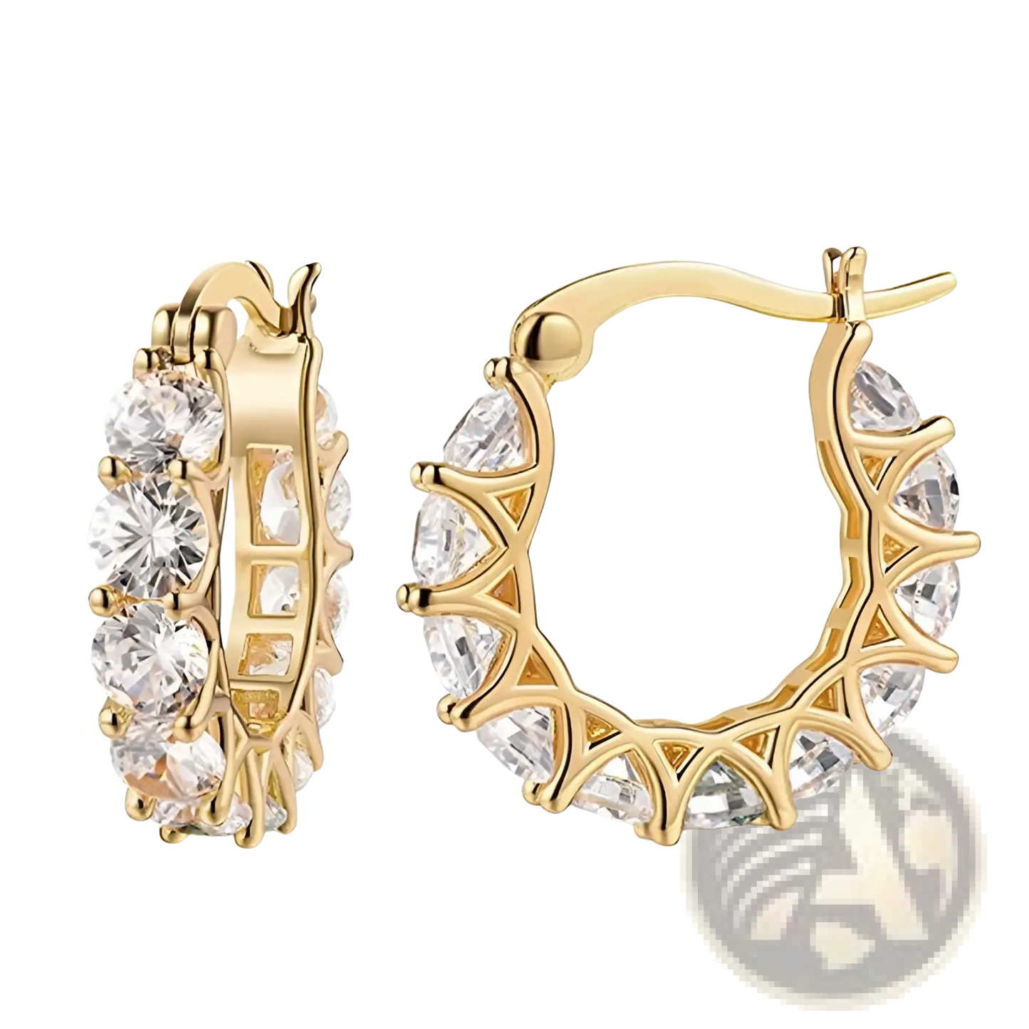 Geometric U-shaped Zircon Lattice Hoop Earrings