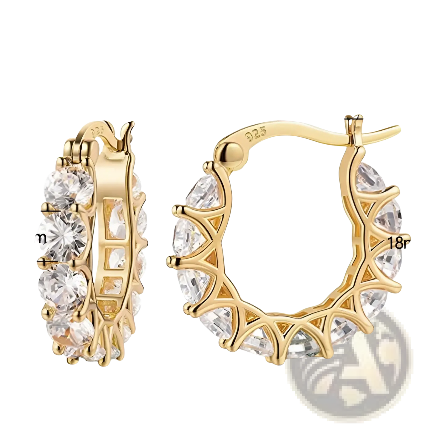 Geometric U-shaped Zircon Lattice Hoop Earrings