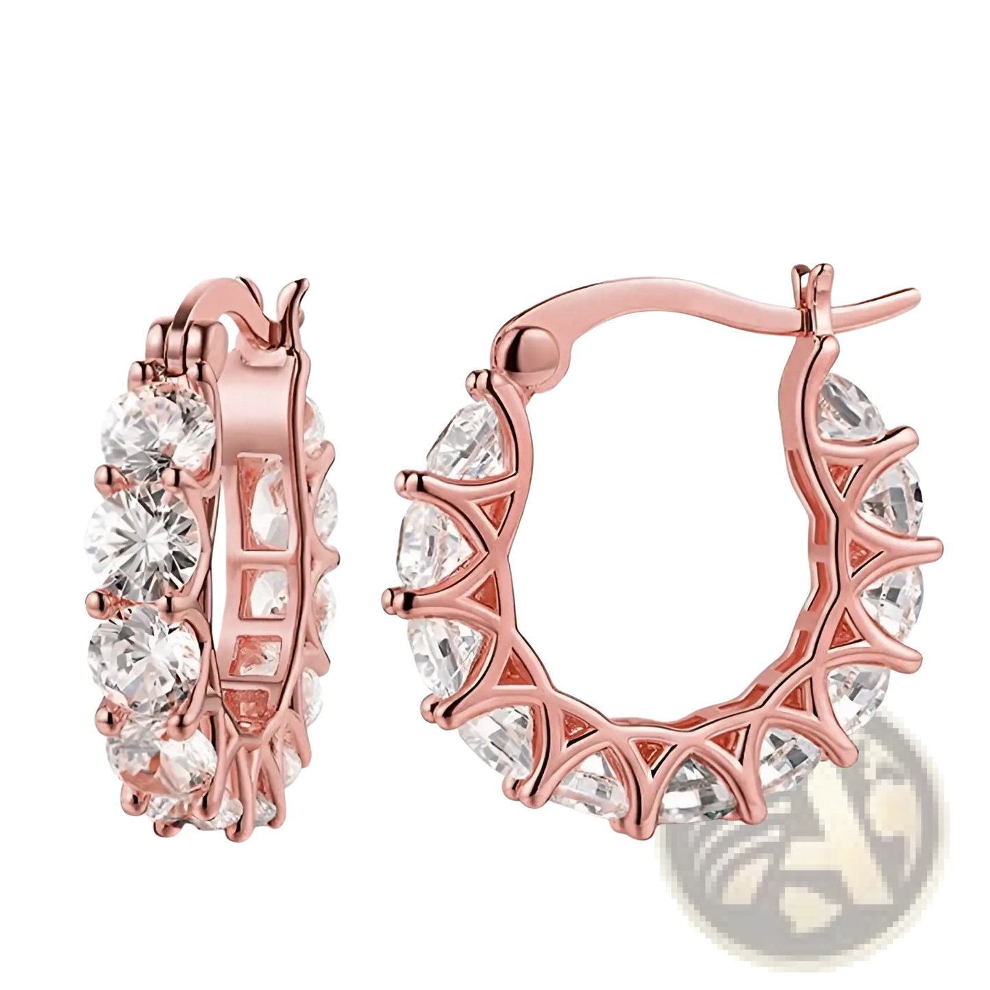 Geometric U-shaped Zircon Lattice Hoop Earrings