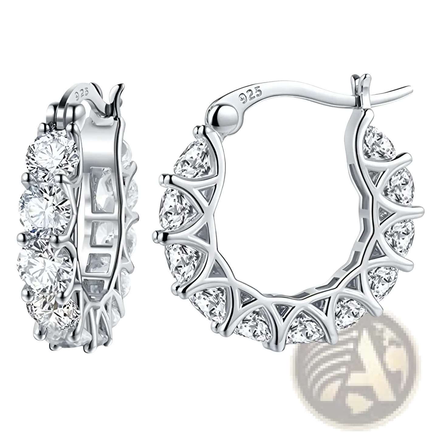 Geometric U-shaped Zircon Lattice Hoop Earrings