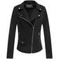 Embroidered Floral Faux Leather Biker Jacket