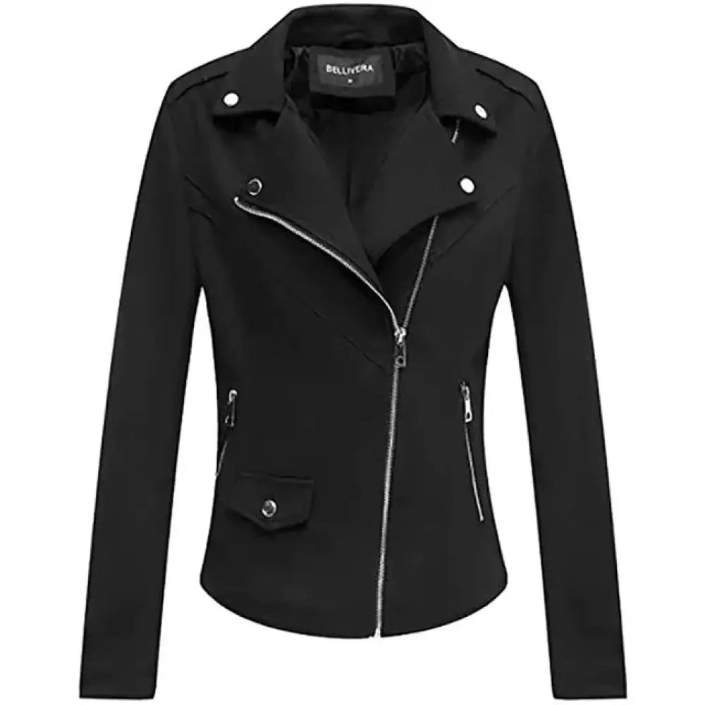 Embroidered Floral Faux Leather Biker Jacket