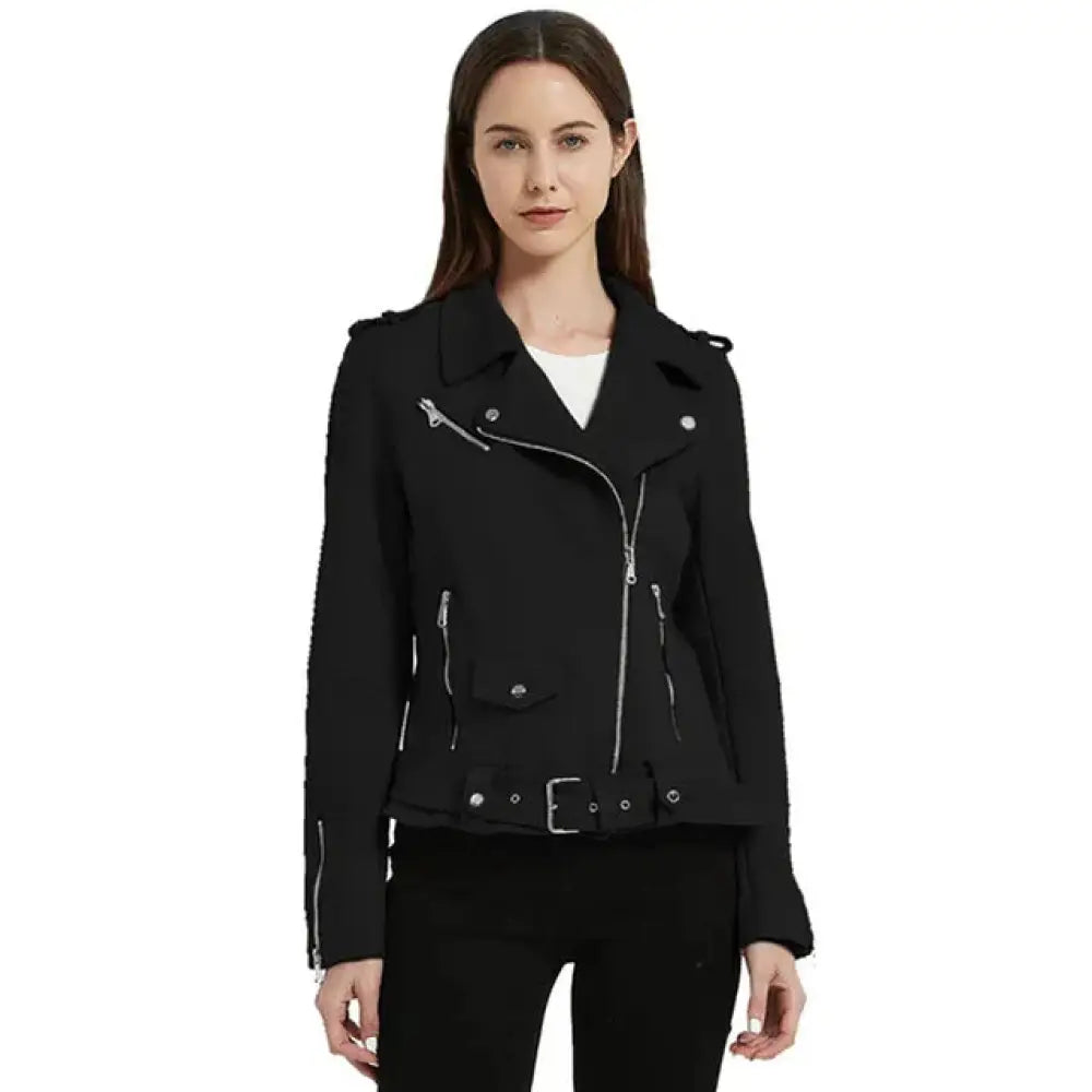 Embroidered Floral Faux Leather Biker Jacket