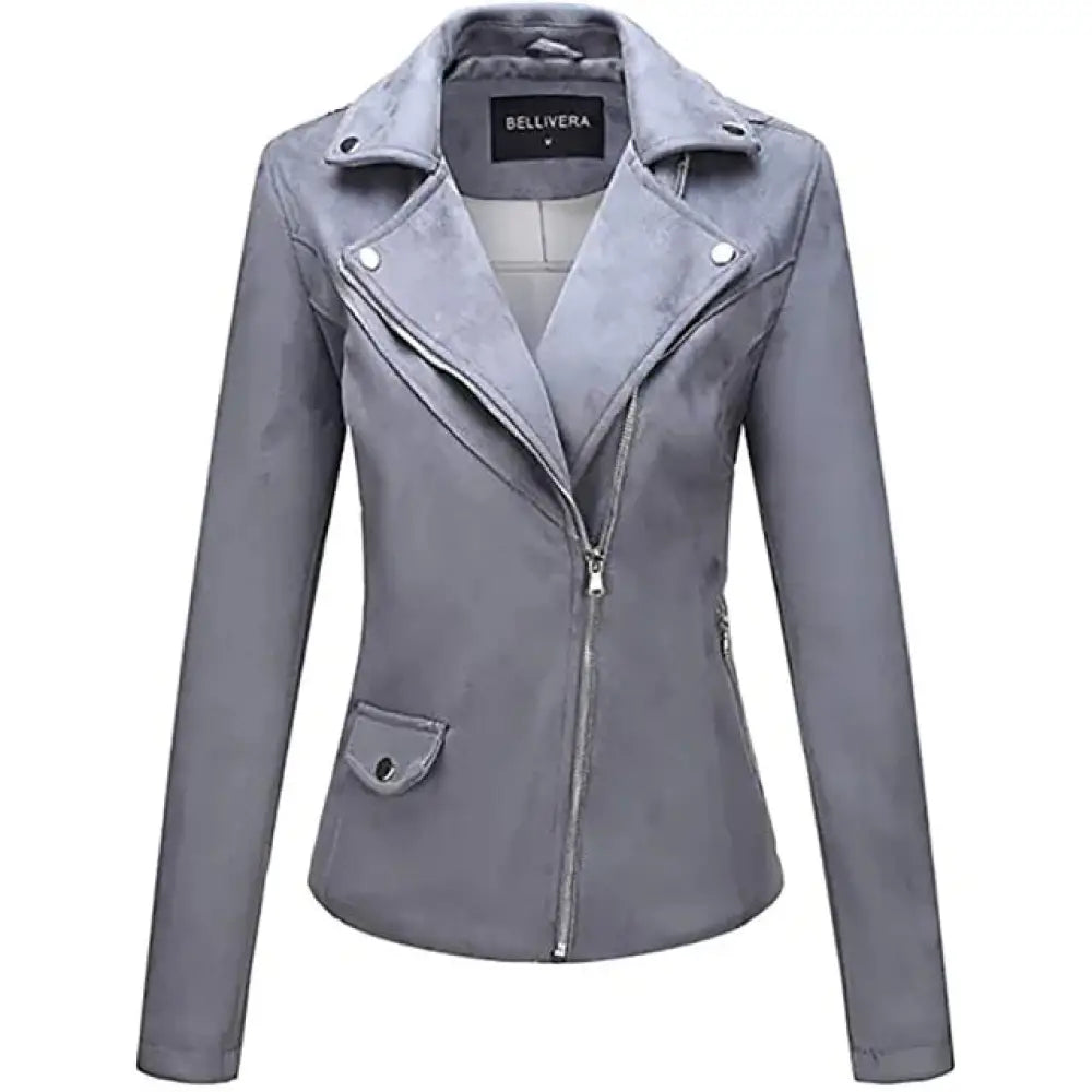 Embroidered Floral Faux Leather Biker Jacket