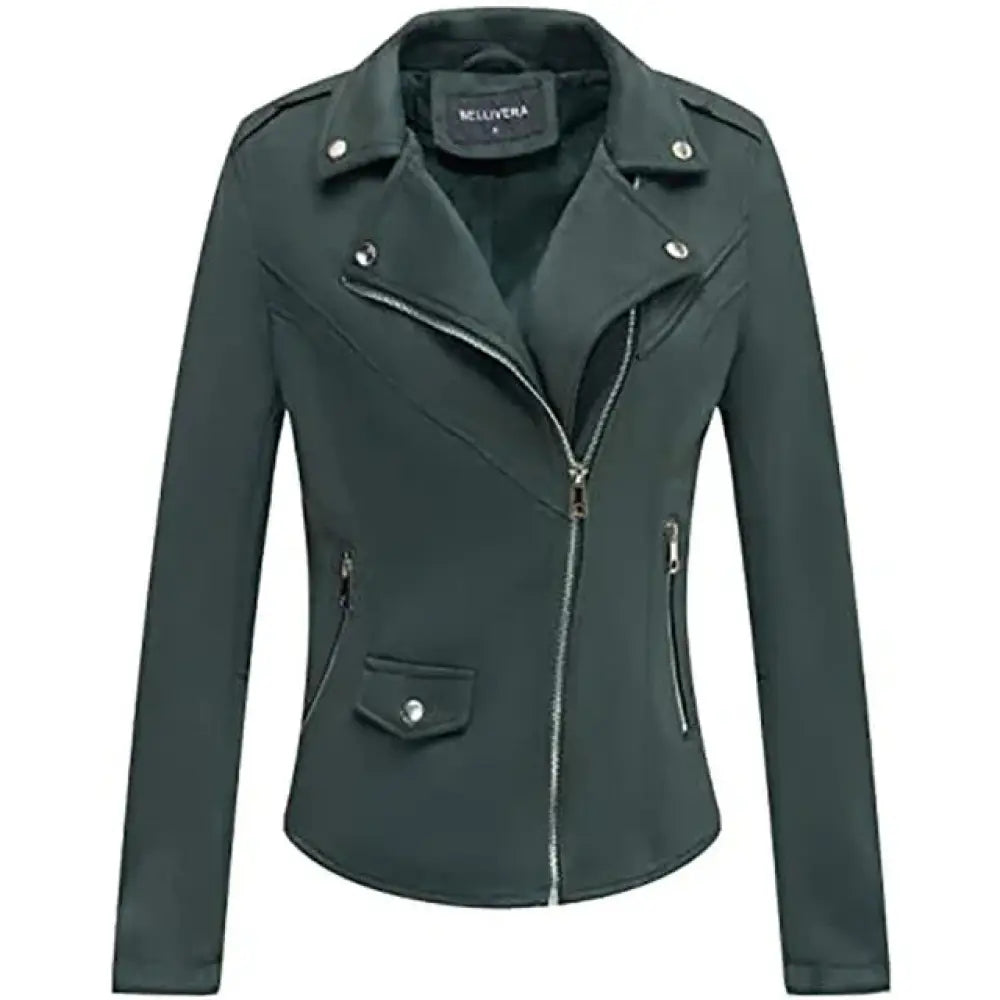 Embroidered Floral Faux Leather Biker Jacket