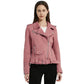 Embroidered Floral Faux Leather Biker Jacket