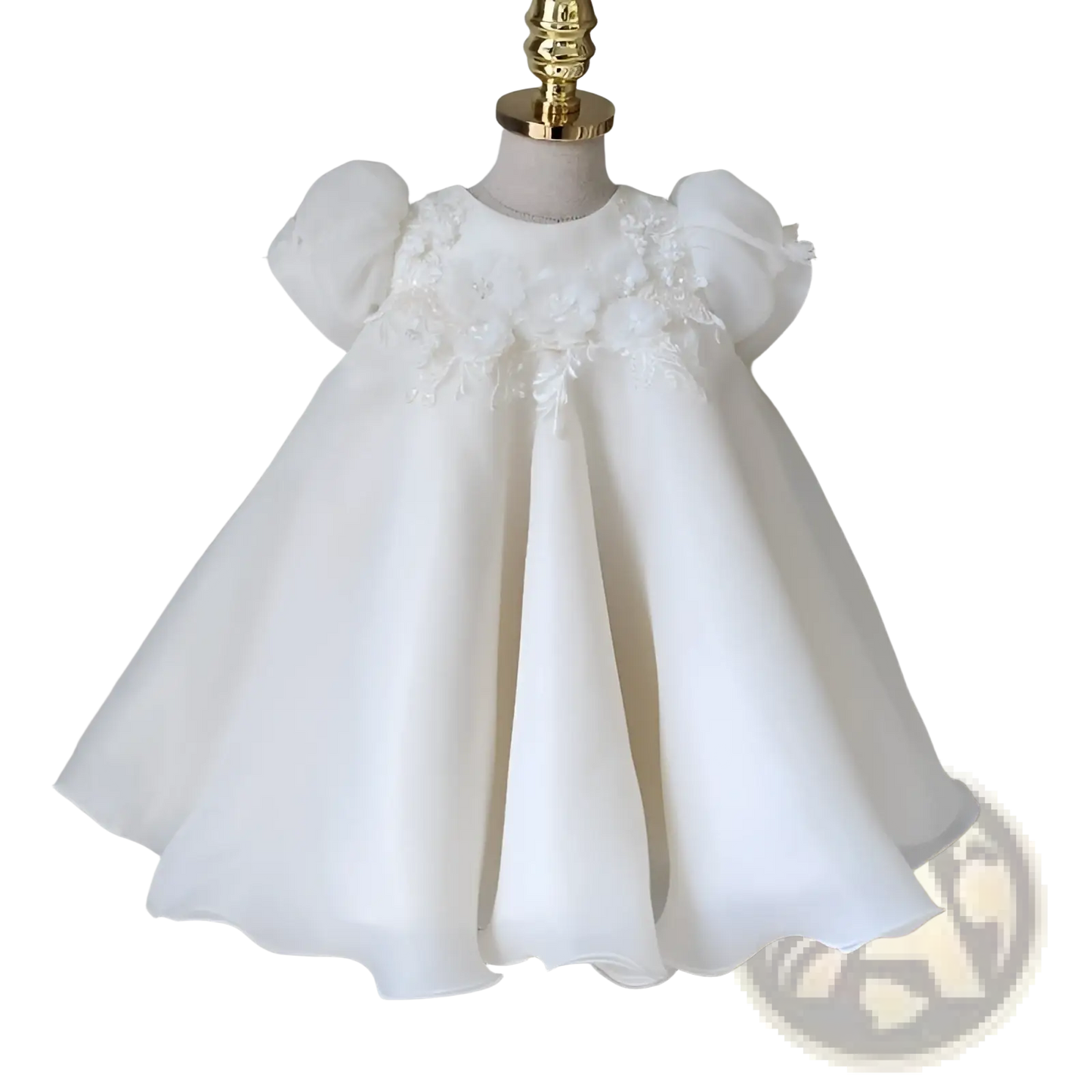 Girls White Lace Floral Princess Wedding Dress