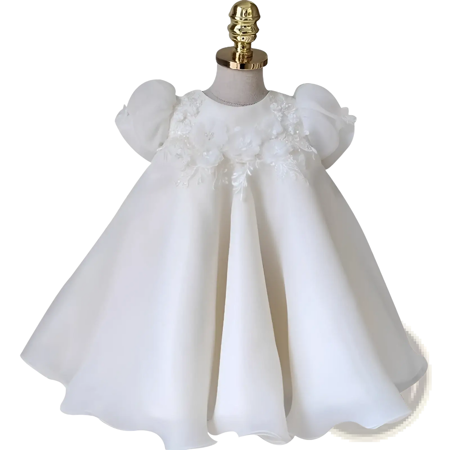 Girls White Lace Floral Princess Wedding Dress