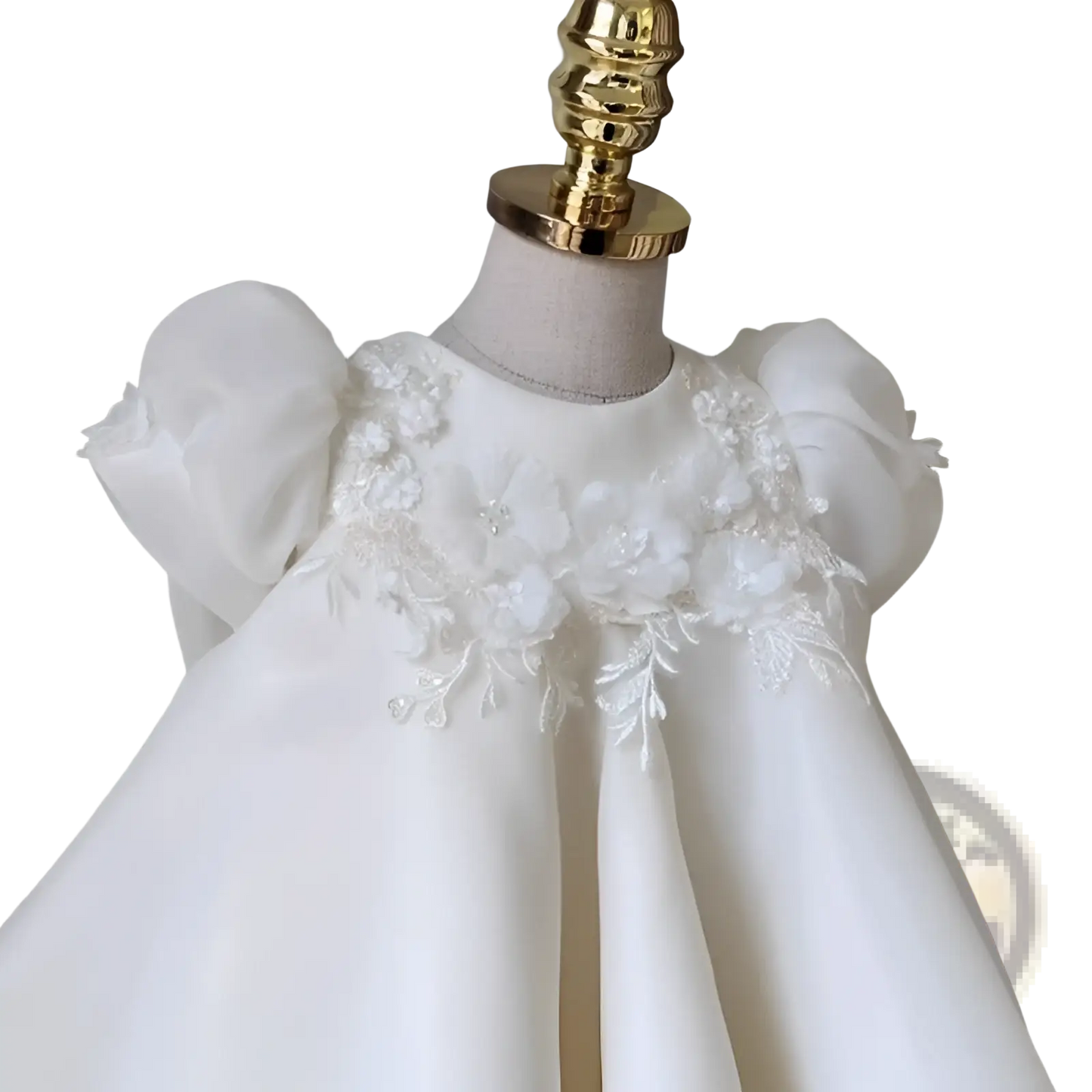 Girls White Lace Floral Princess Wedding Dress