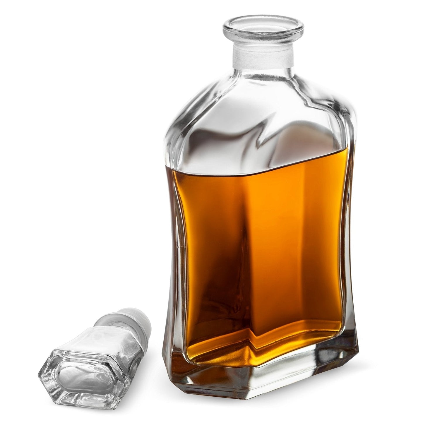 Glass Decanter with Airtight Geometric Stopper - 23.75 Oz