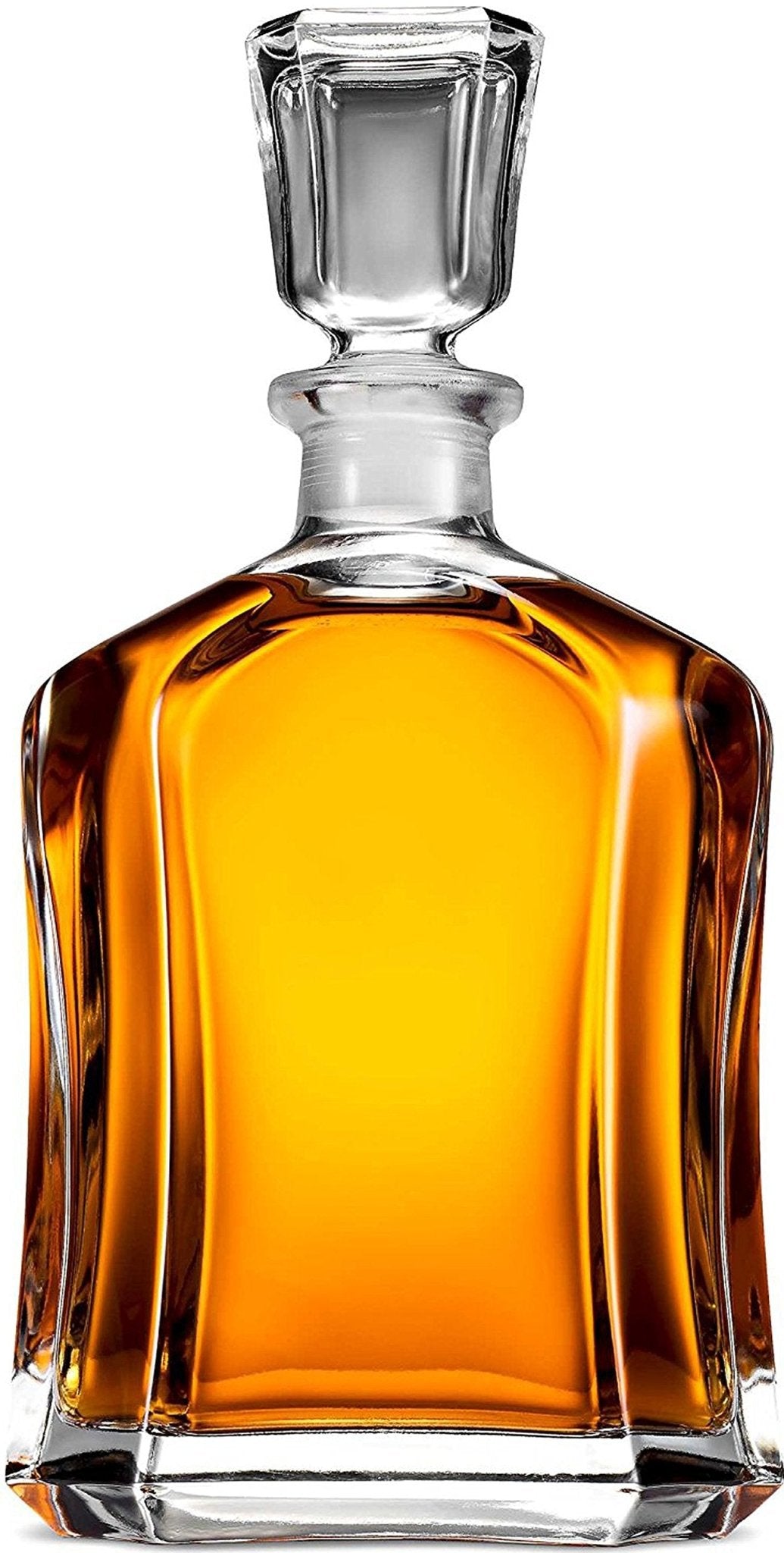 Glass Decanter with Airtight Geometric Stopper - 23.75 Oz