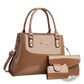 Glossy Patent Leather 3-piece Handbag and Wallet Set