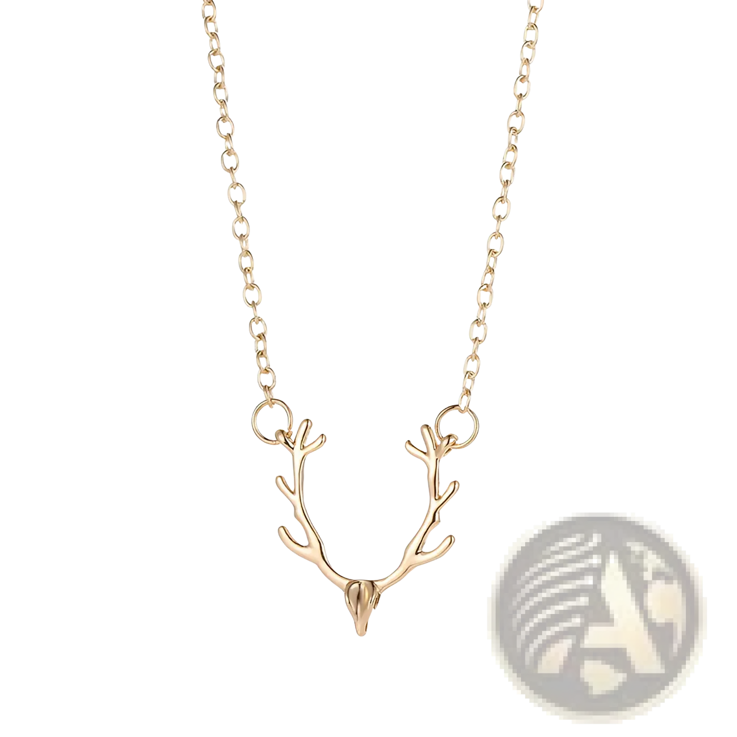 Gold Antler Gemstone Pendant Clavicle Necklace