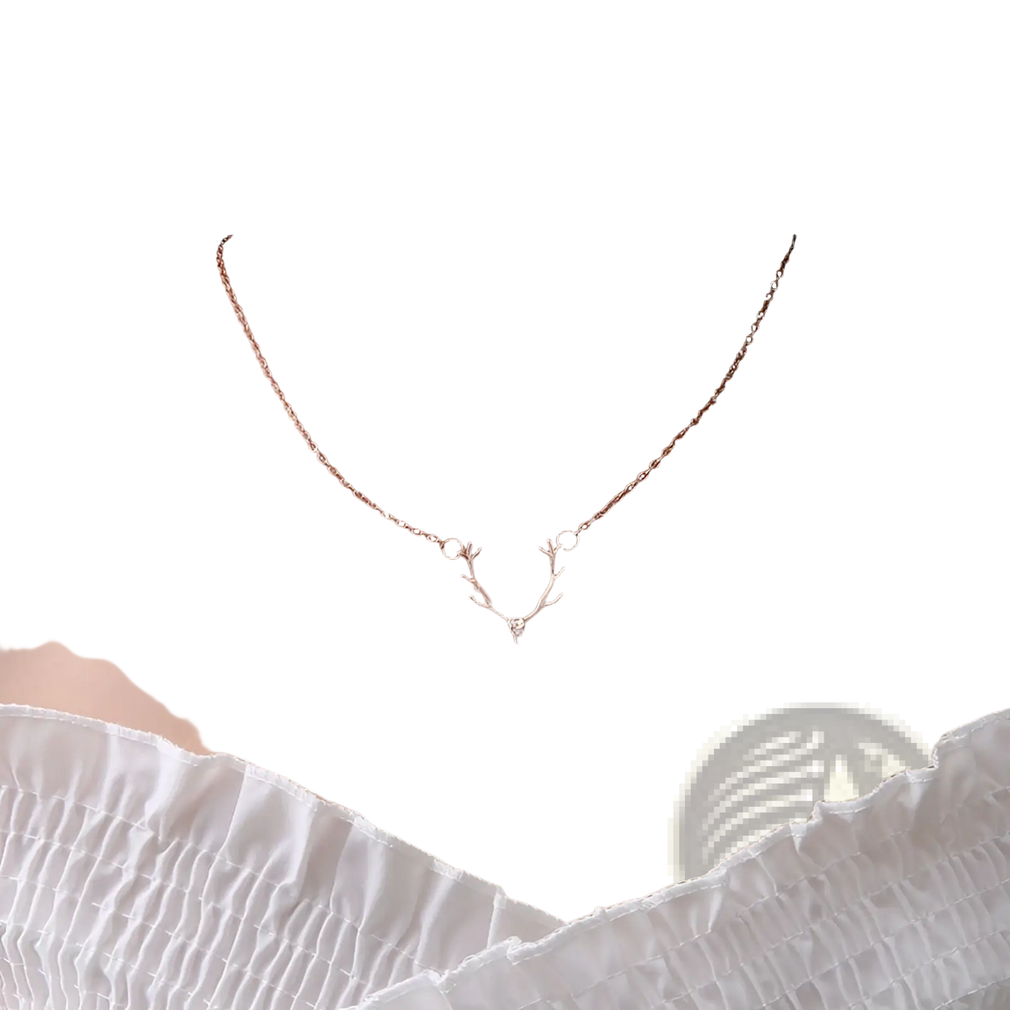 Gold Antler Gemstone Pendant Clavicle Necklace
