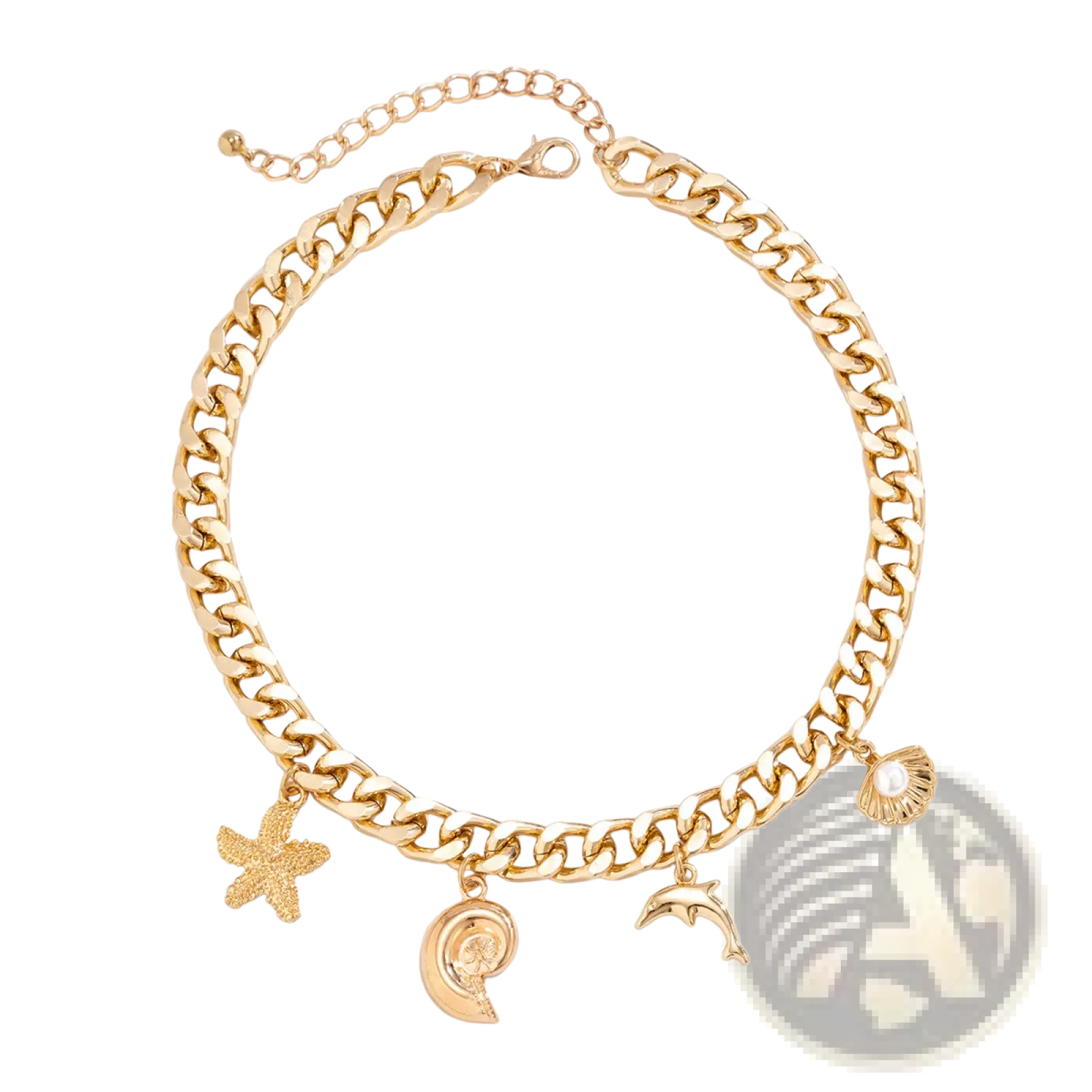 Gold Boho Sea Charm Choker and Bracelet Set