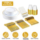 Gold Dinnerware Set 175pcs Disposable Service for 25