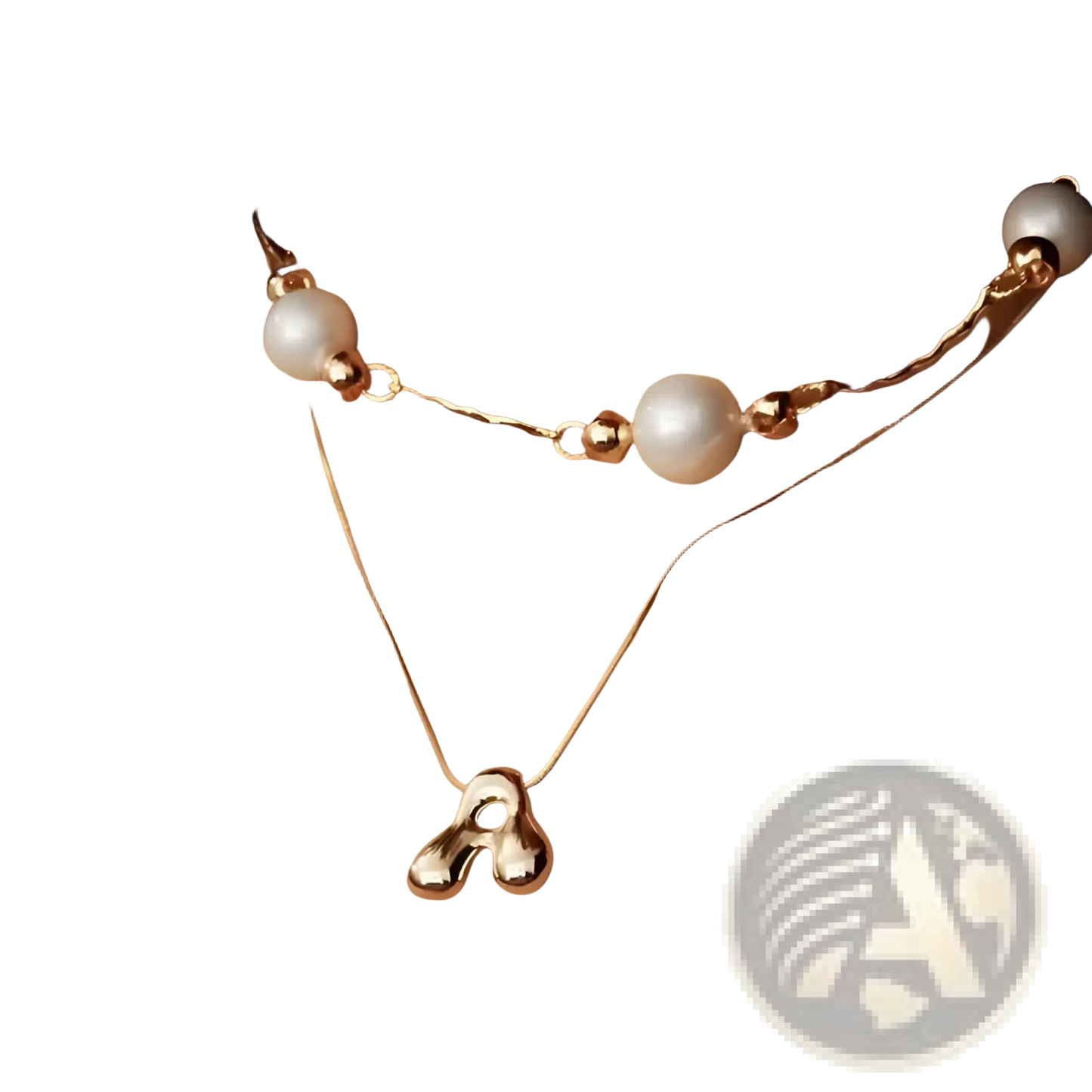 Gold Letter a Layered Snake Chain Necklace