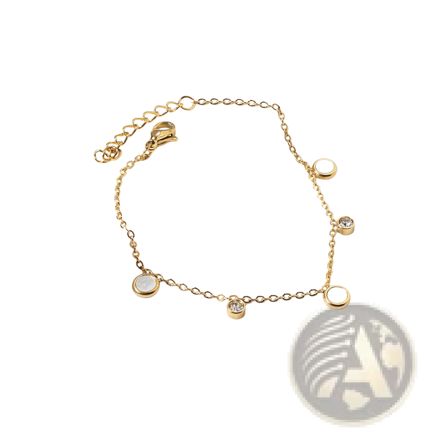 Gold Plated Charm Bracelet with Crystal Accents