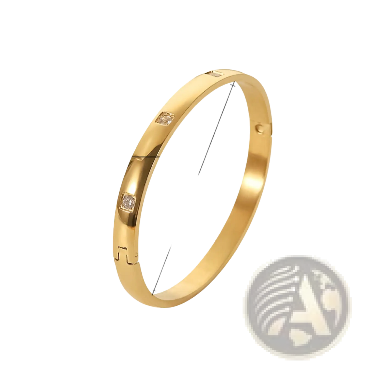 Gold Plated Stainless Steel Zirconia Gemstone Bangle Bracelet