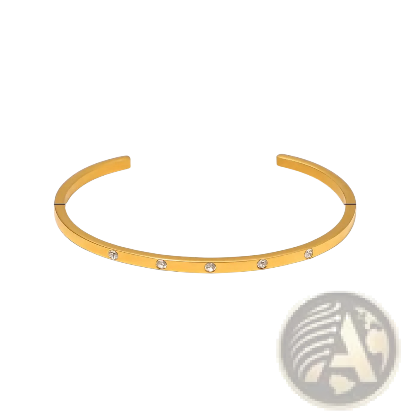 Gold Plated Stainless Steel Zirconia Gemstone Bangle Bracelet