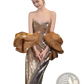 Gold Sequin Evening Gown with Dramatic Satin Puff Sleeves