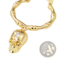 Gold Skull Tassel Earrings with Zircon Accents