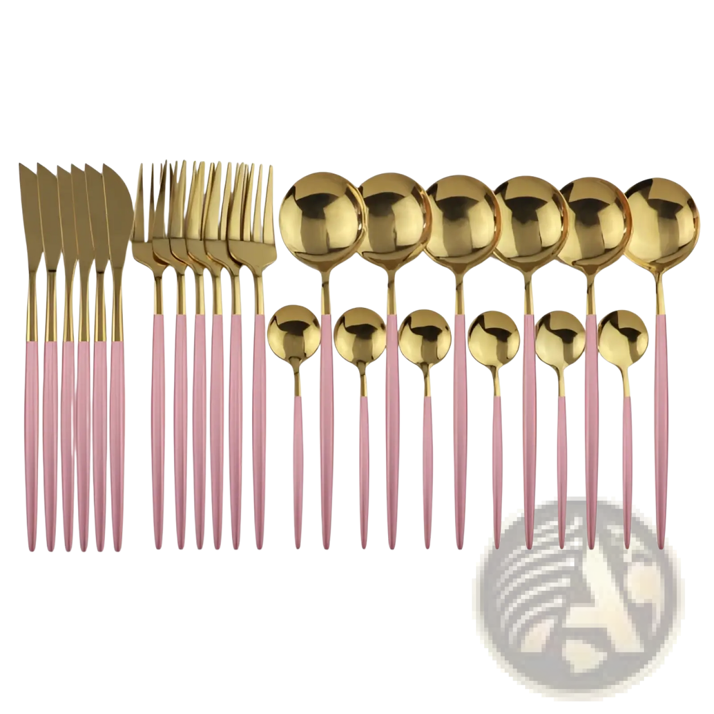 Gold Stainless Steel Cutlery 24pc Pink Two-tone Set