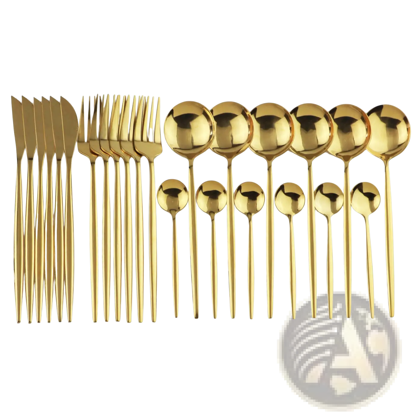 Gold Stainless Steel Cutlery 24pc Pink Two-tone Set