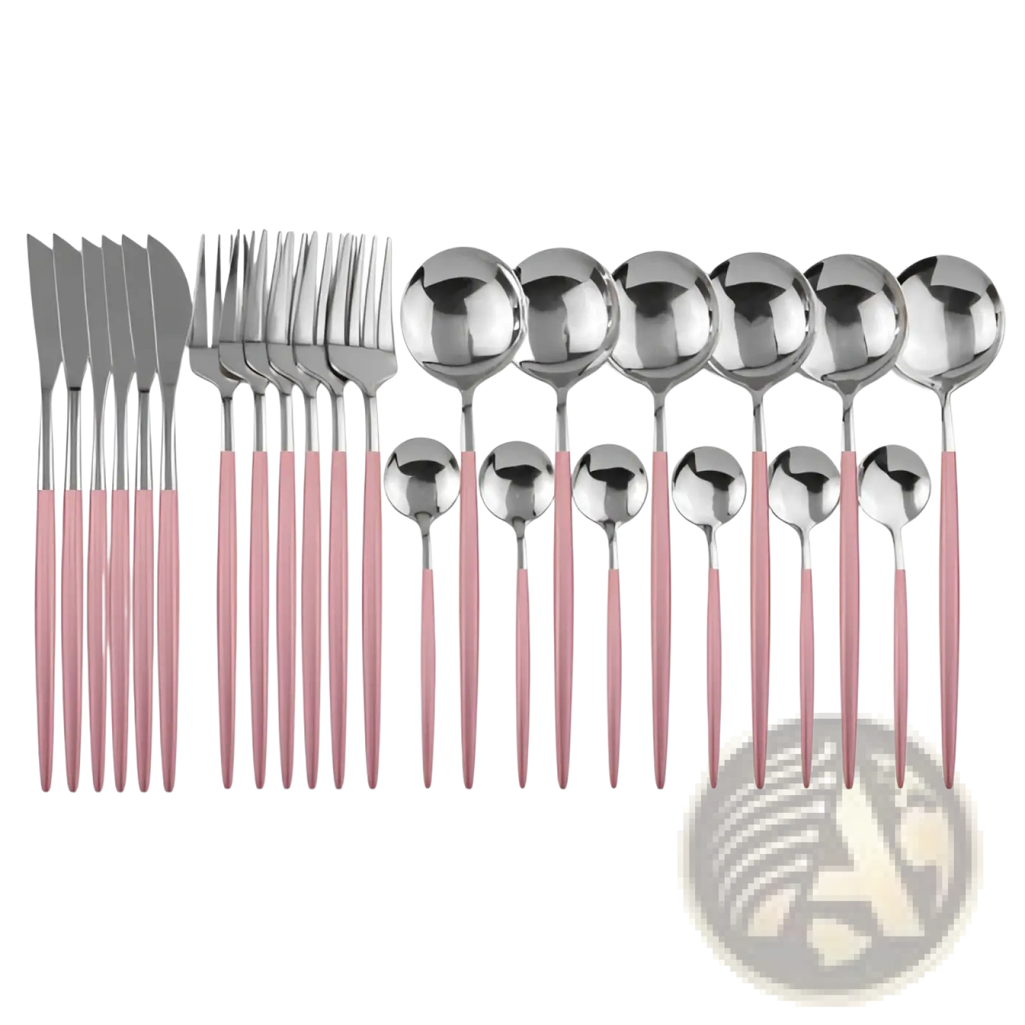 Gold Stainless Steel Cutlery 24pc Pink Two-tone Set