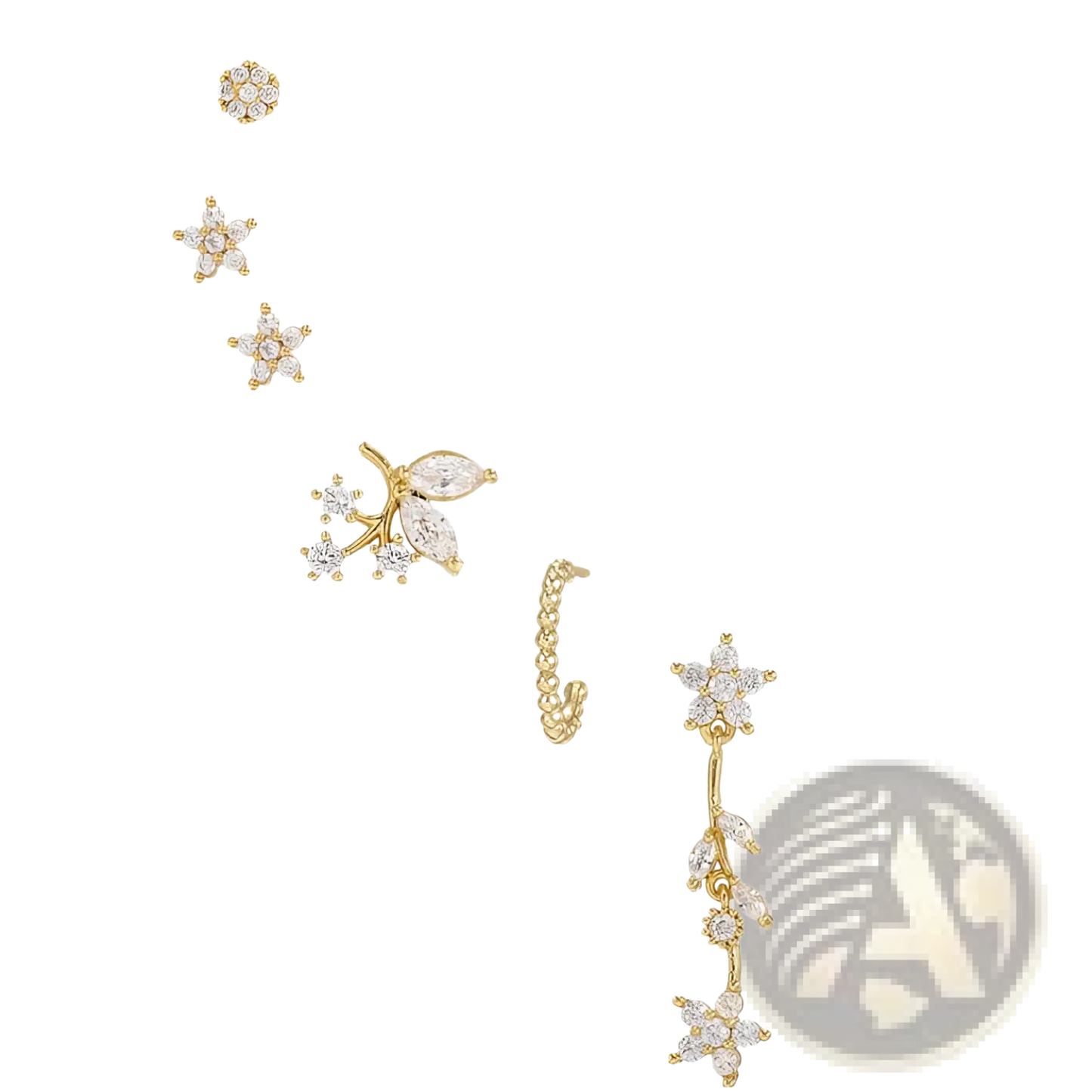 Gold Star and Moon Butterfly Earring and Cuff Set