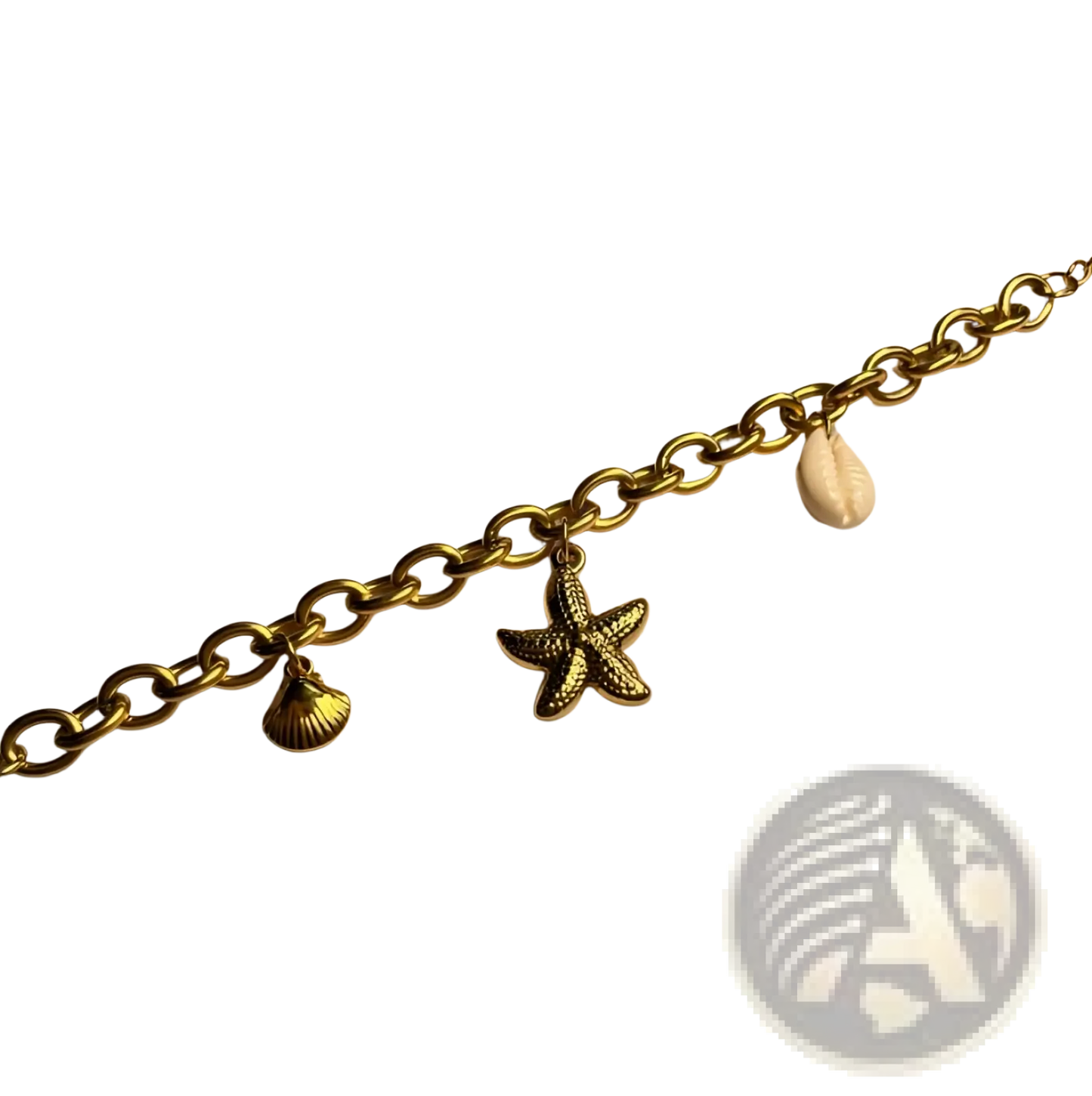 Gold Starfish and Pearl Ocean Charm Bracelet