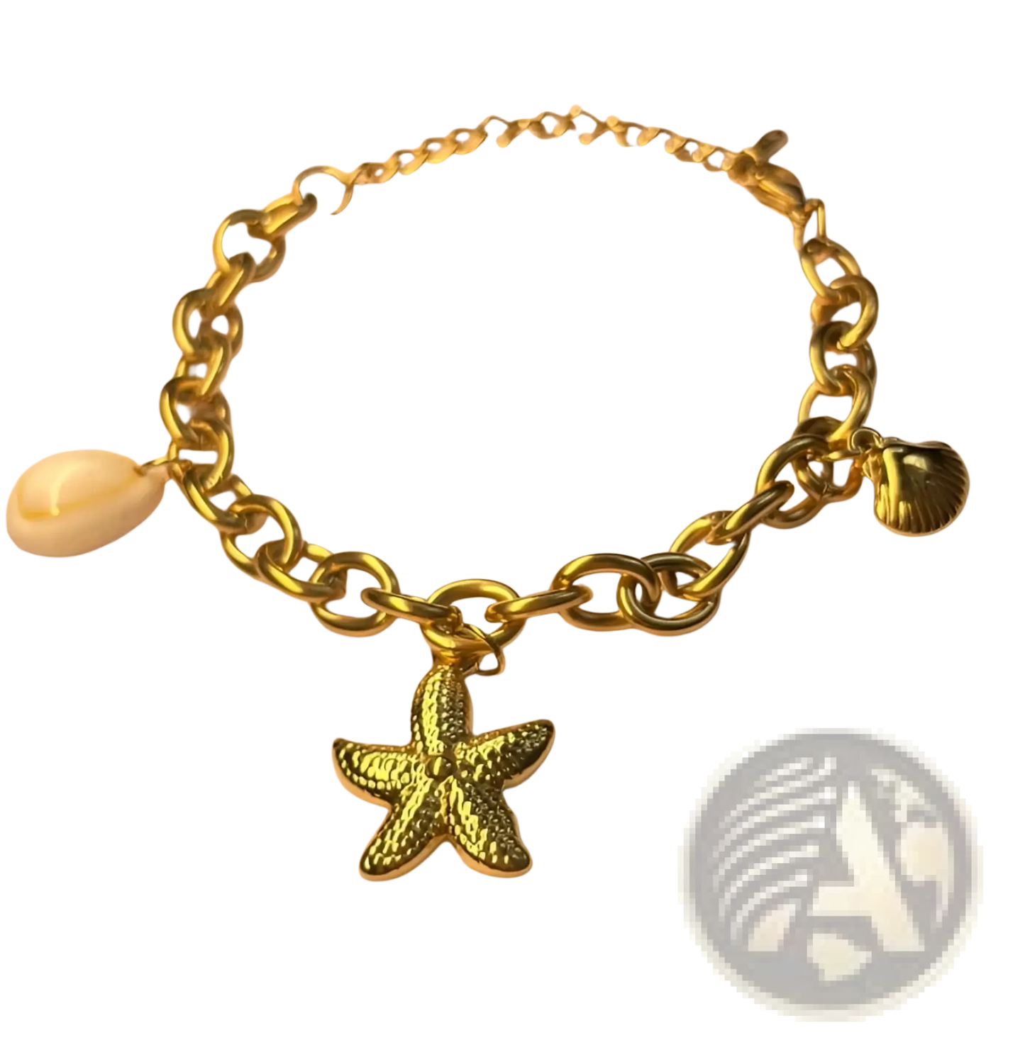 Gold Starfish and Pearl Ocean Charm Bracelet