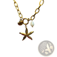 Gold Starfish and Pearl Ocean Charm Bracelet